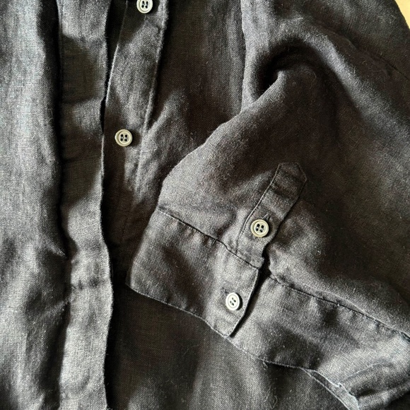 COS Linen Midi Shirt Dress Women’s Large Black 100% Linen Relaxed Fit Vacation - Picture 7 of 9